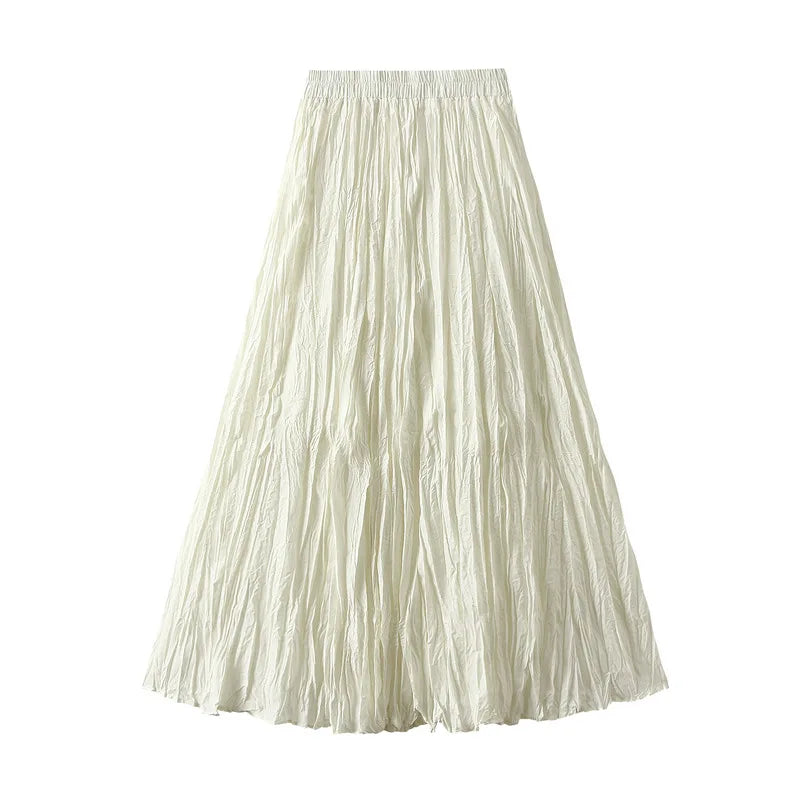 Pleated A-line Midi Skirt