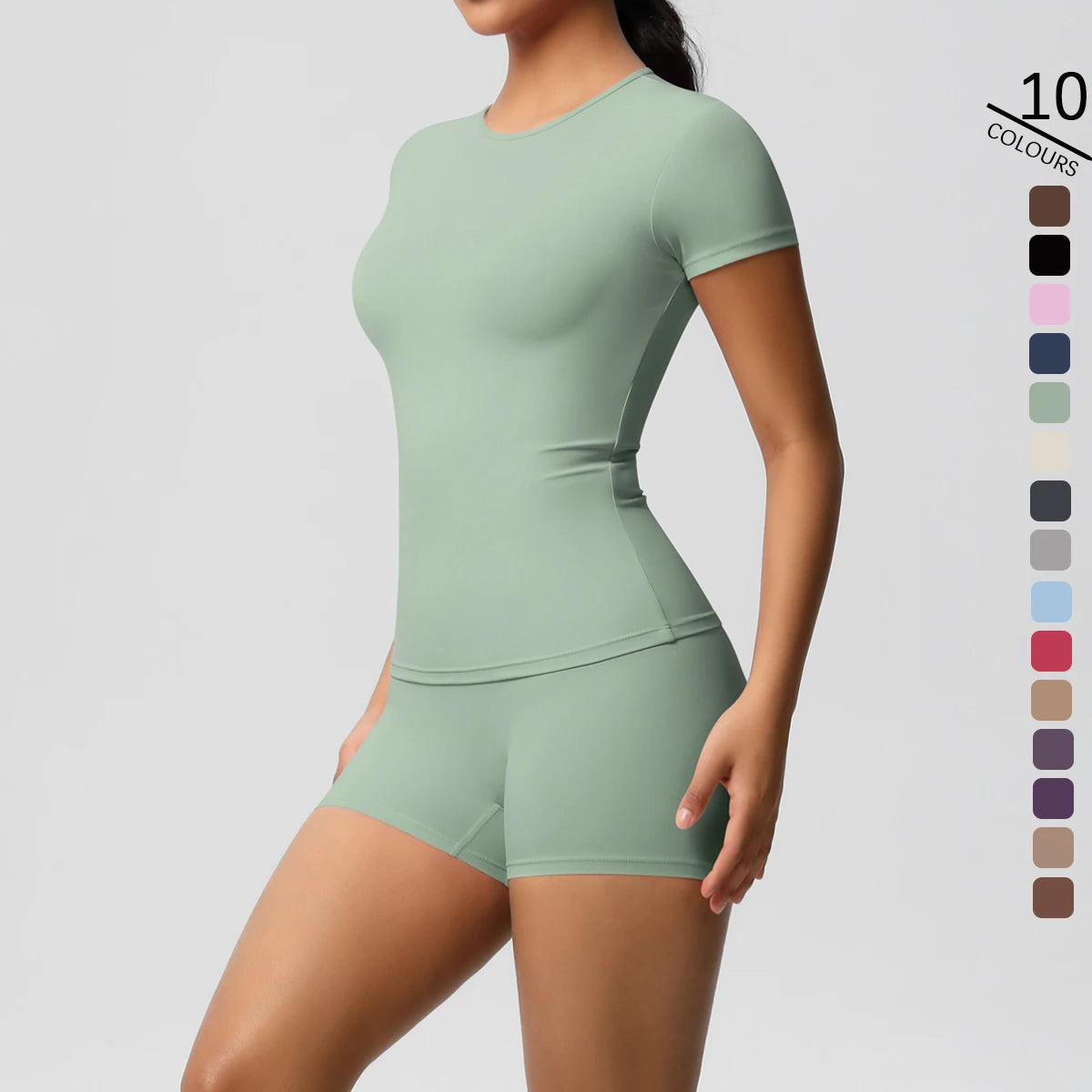 2PC Quick-Drying Gym Leggings Breathable Stretchy