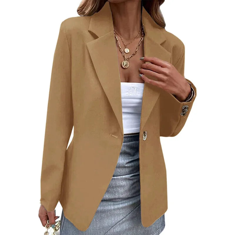 Office Blazers Long Sleeve Solid Color One-button