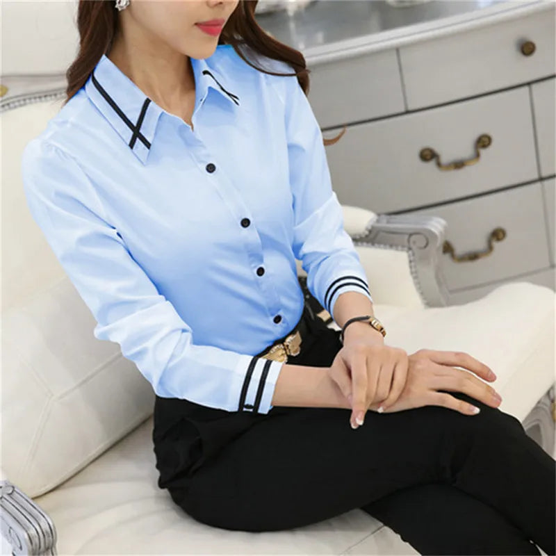Chiffon Slim Blouse  Casual Long Sleeve