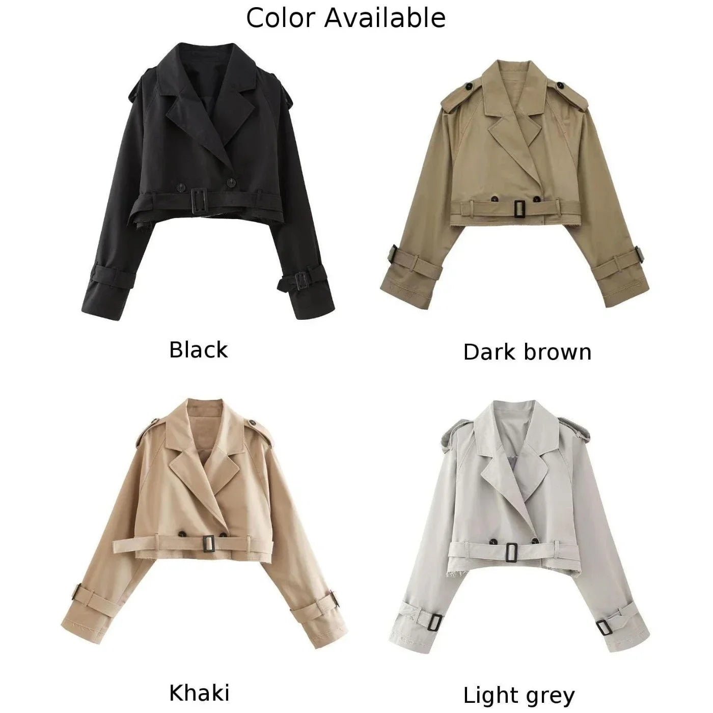 Cropped Long Sleeve Double Breasted Trench Coat
