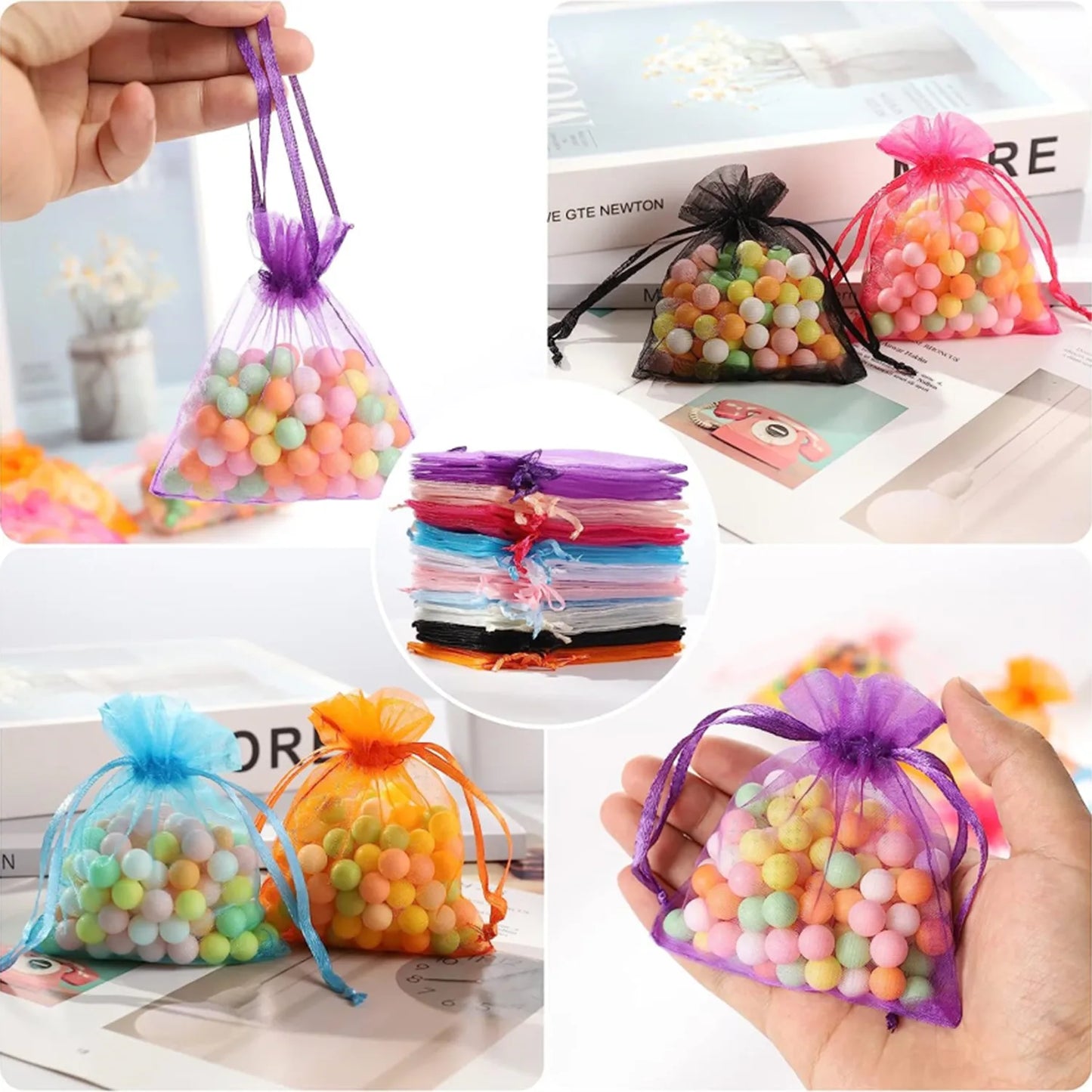 100PCS Organza Bags Organza Jewelry Bags