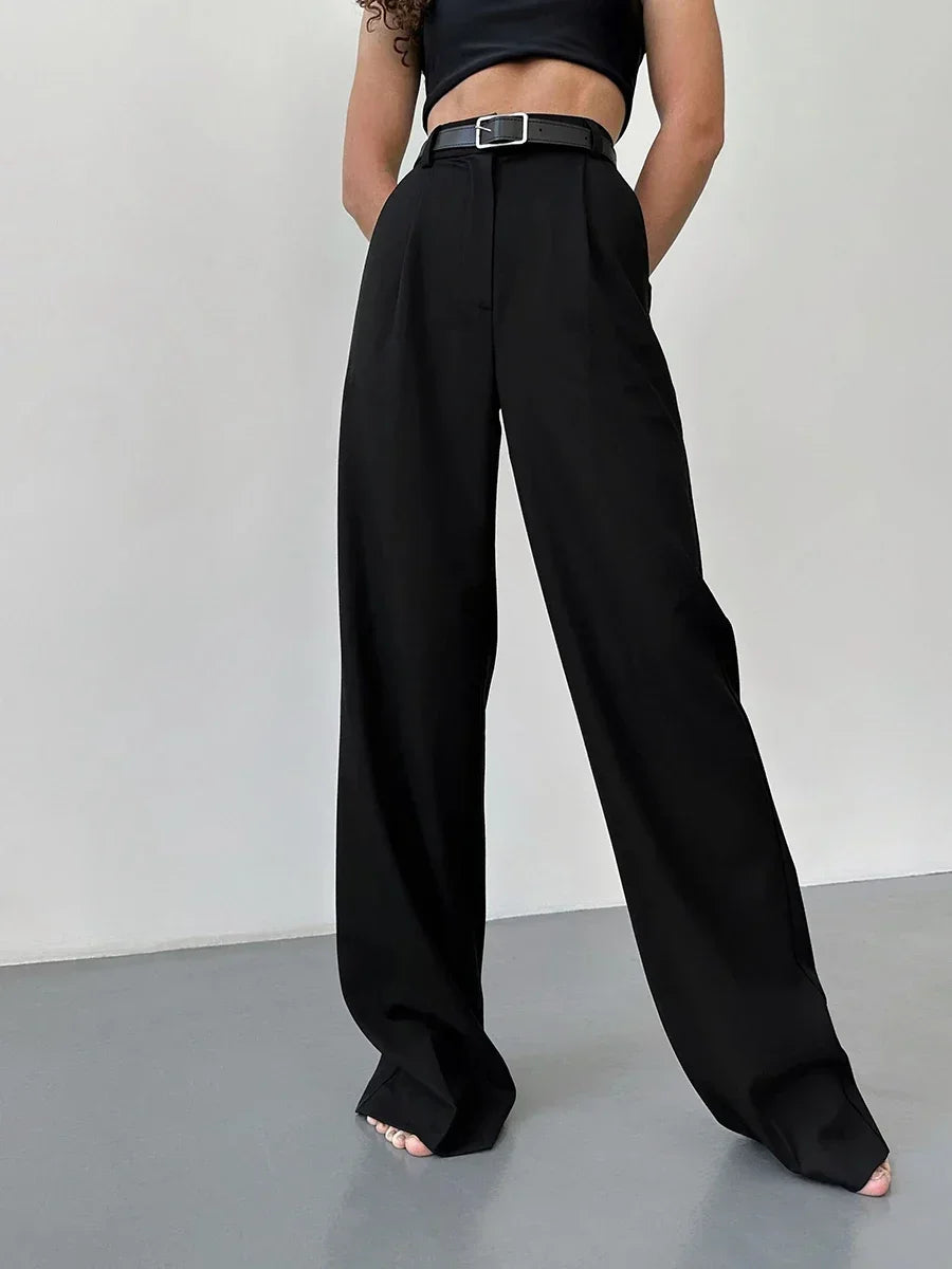 Full Length Trousers High Waist Pants Pockets