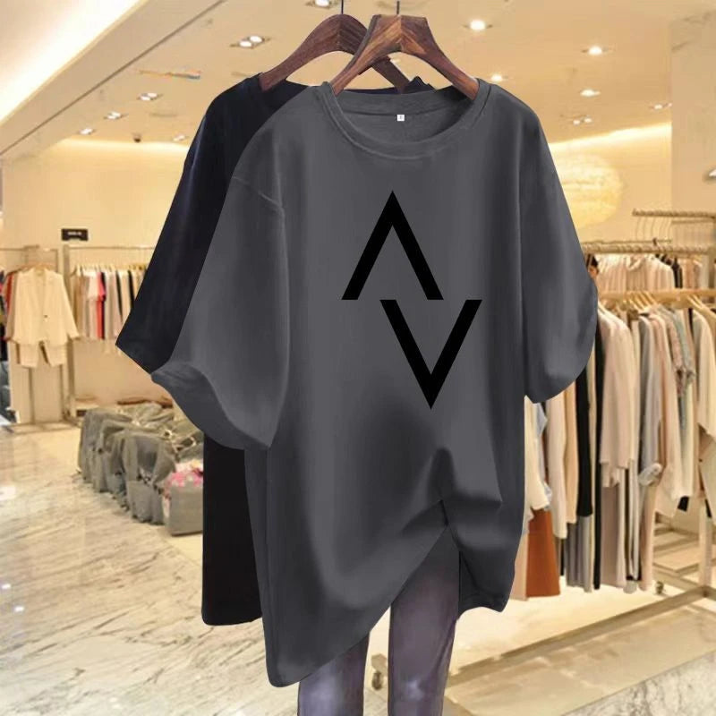 Loose cotton women's T-shirt with elegant sleeves