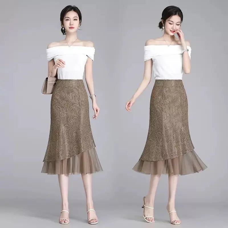 Skirt Floral Long Wrap Zipper A Line