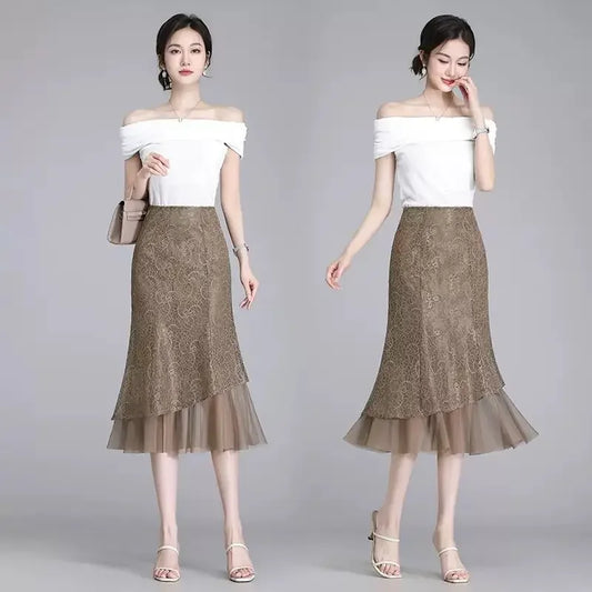 Skirt Floral Long Wrap Zipper A Line