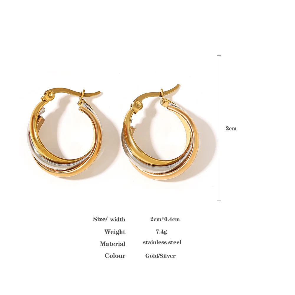Trendy Stainless Steel U-shaped Twisted Hoop Earrings
