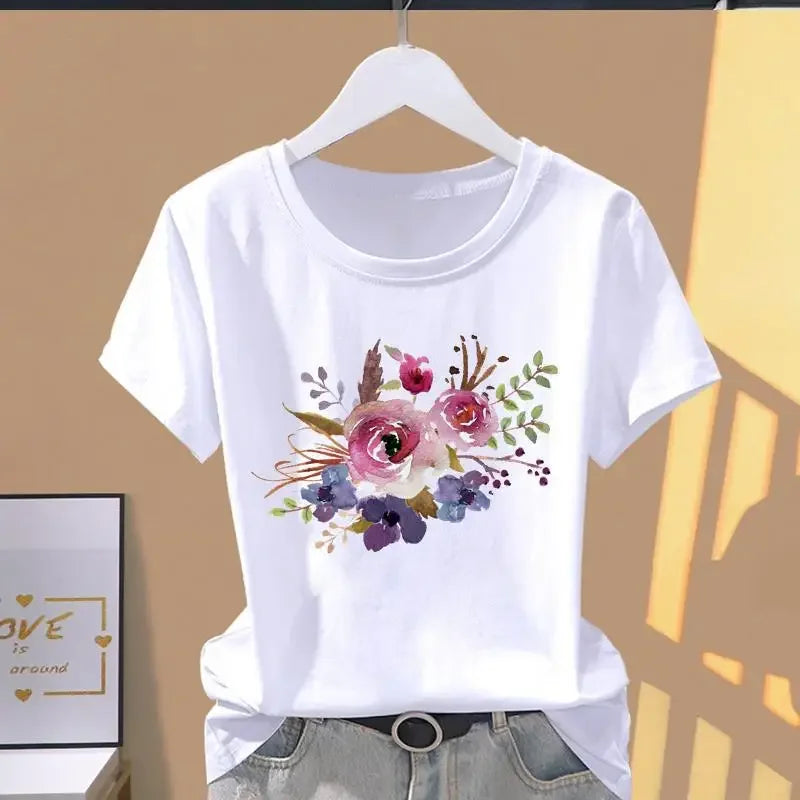 Print Floral Graphic  Oversized T Shirt