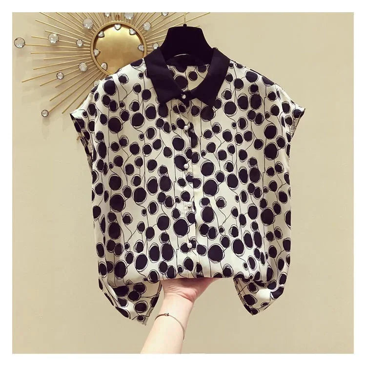 Batwing Sleeve Peter Pan Collar Polka Dot