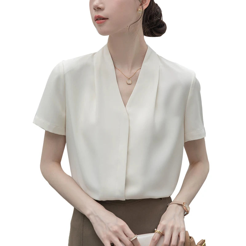 Short Sleeve V-Neck Blouse