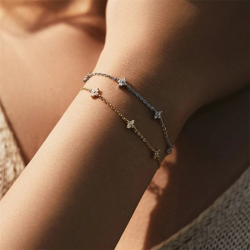 2024 New Crystal Flower Stainless Steel Bracelet
