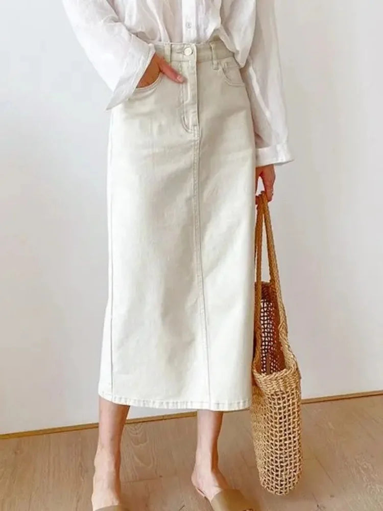 Denim Long Skirts  A Line