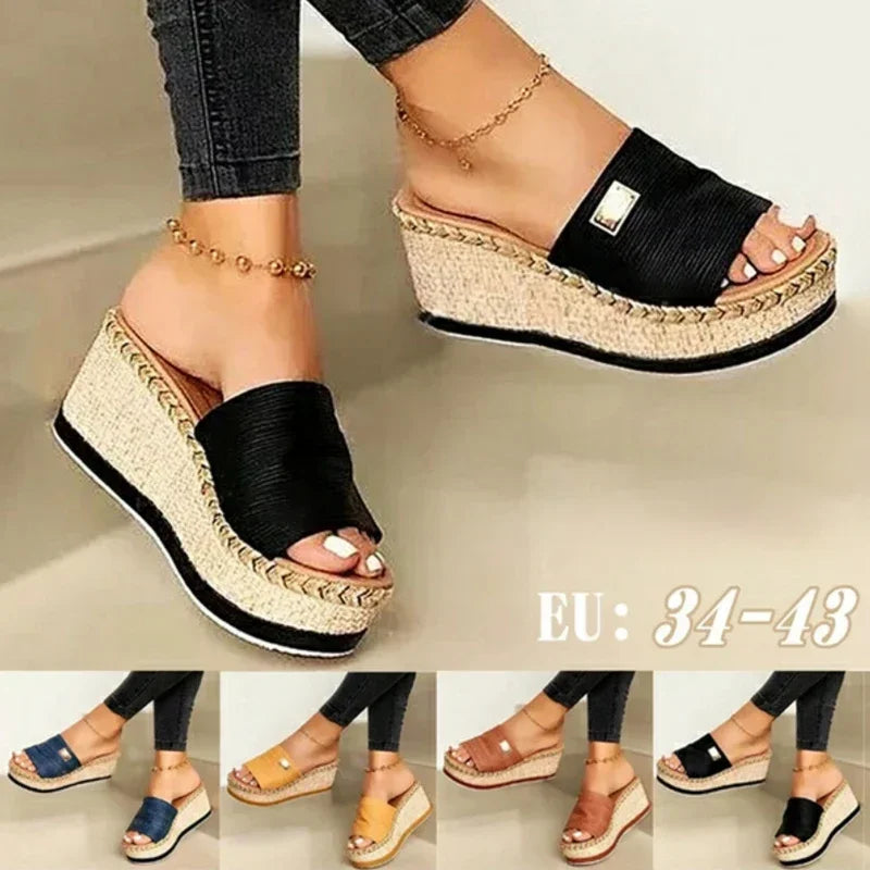 High Heel Wedges Sandals Women Platform Mules