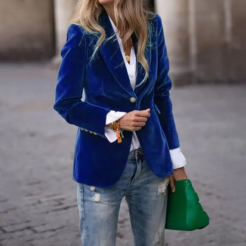 Velvet Blazer  Single Button Lapel  Slim Fit
