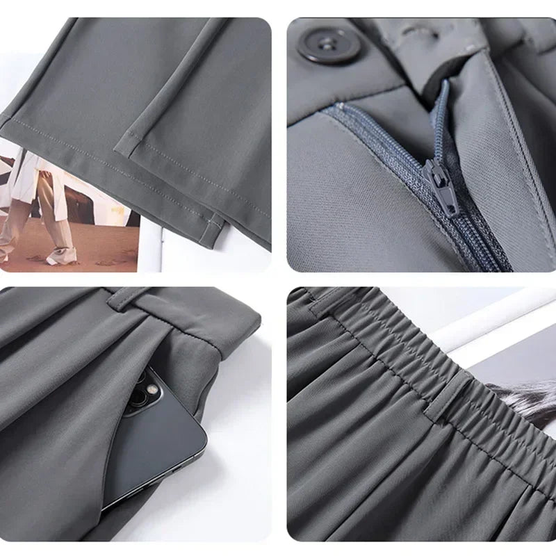 Suit Pants Breathable  High Waist Wide Leg