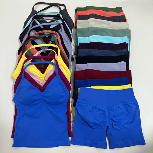 Yoga/Gym Set Backless Tank Tops High Waist