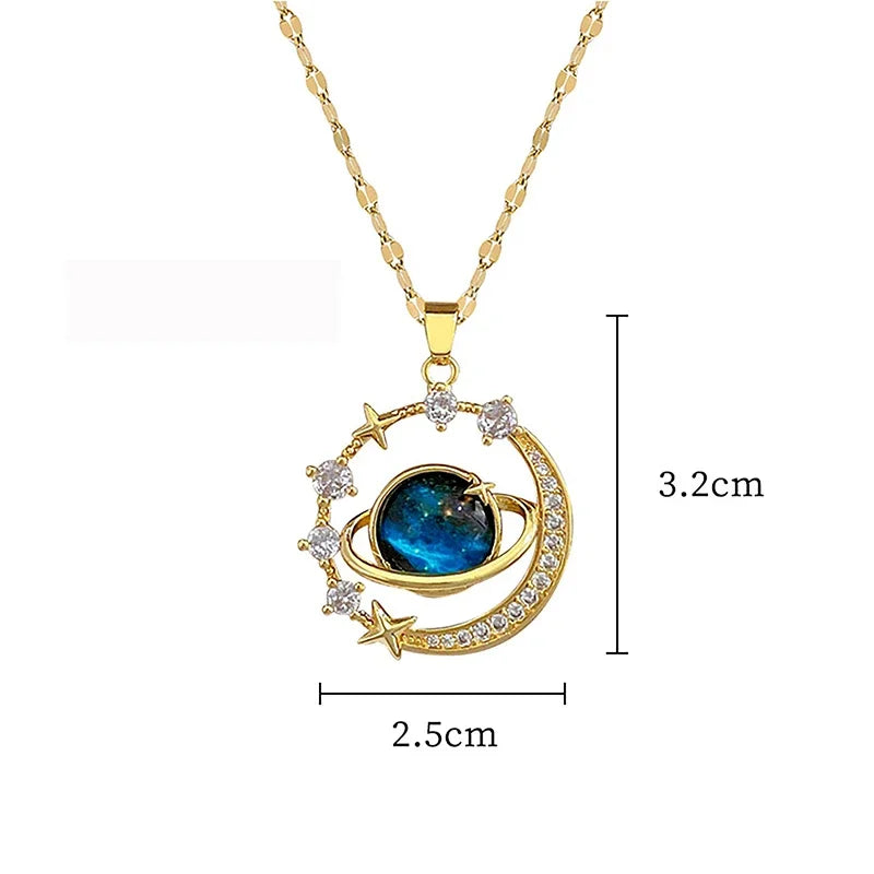 Exquisite Starry Sky Planet Luxury Temperament Necklace