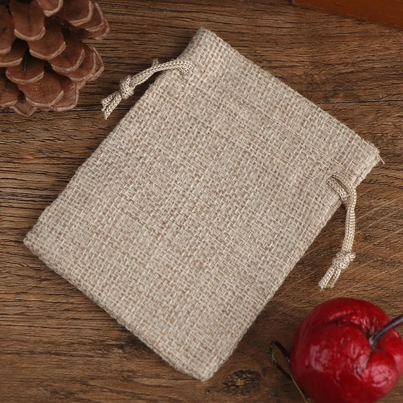 50PCS Drawstring Burlap Jute Favor Gift Bag