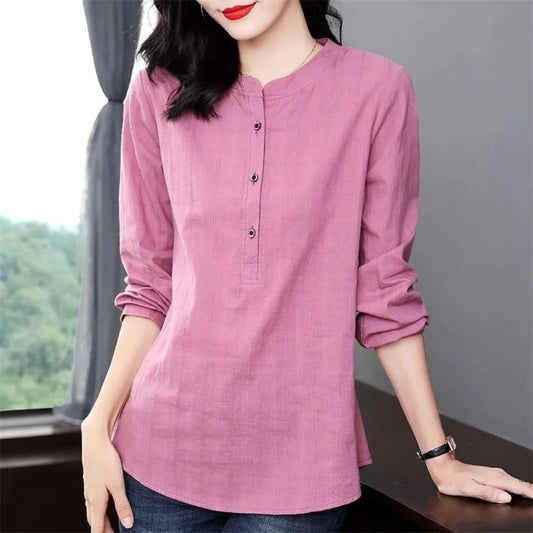 Casual Long Sleeve Stand Collar Tops