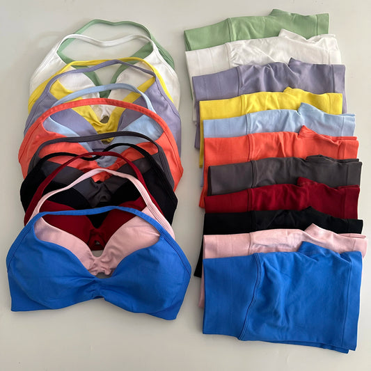 Yoga Gym Set Seamless Strappy Yoga Bra Top