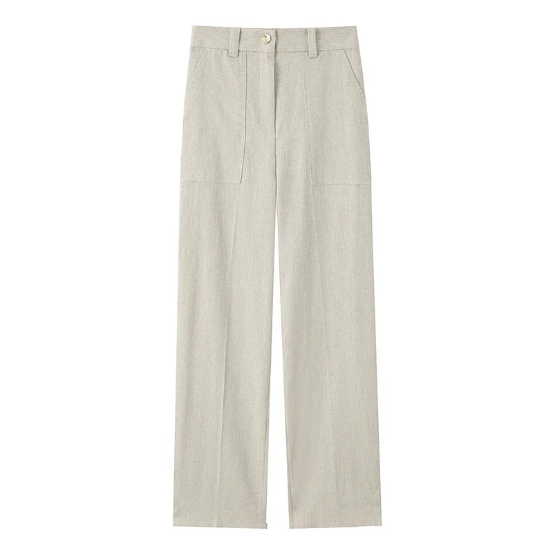 Single Breasted Pant Set  Low Waist Straight Pants