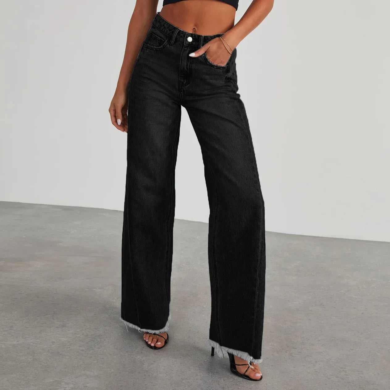 High-waisted Straight-leg Wide-leg Pants