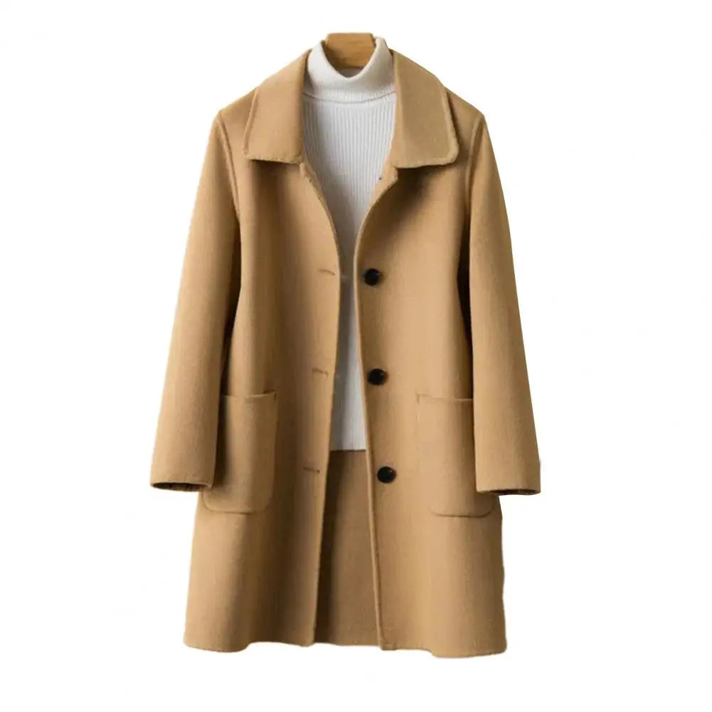 Winter Coat Single-breasted Lapel Mid Length