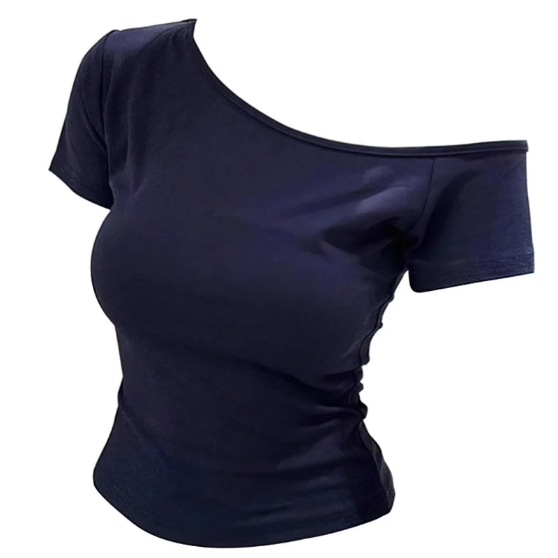 Off shoulder Slim fit  Short sleeve T shirt