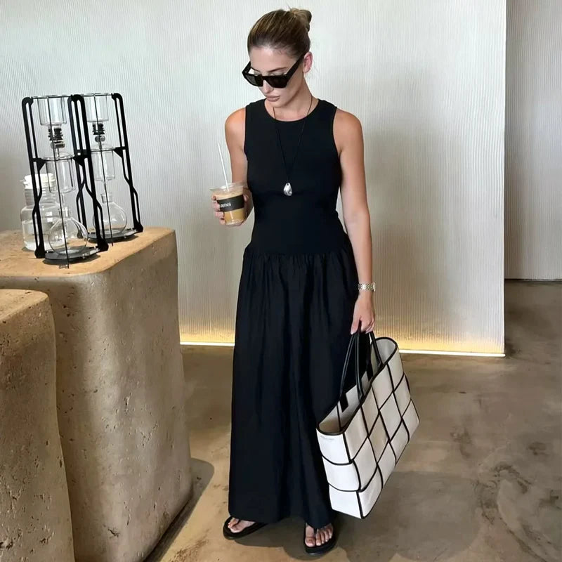 Black Long Dresses Sleeveless Casual
