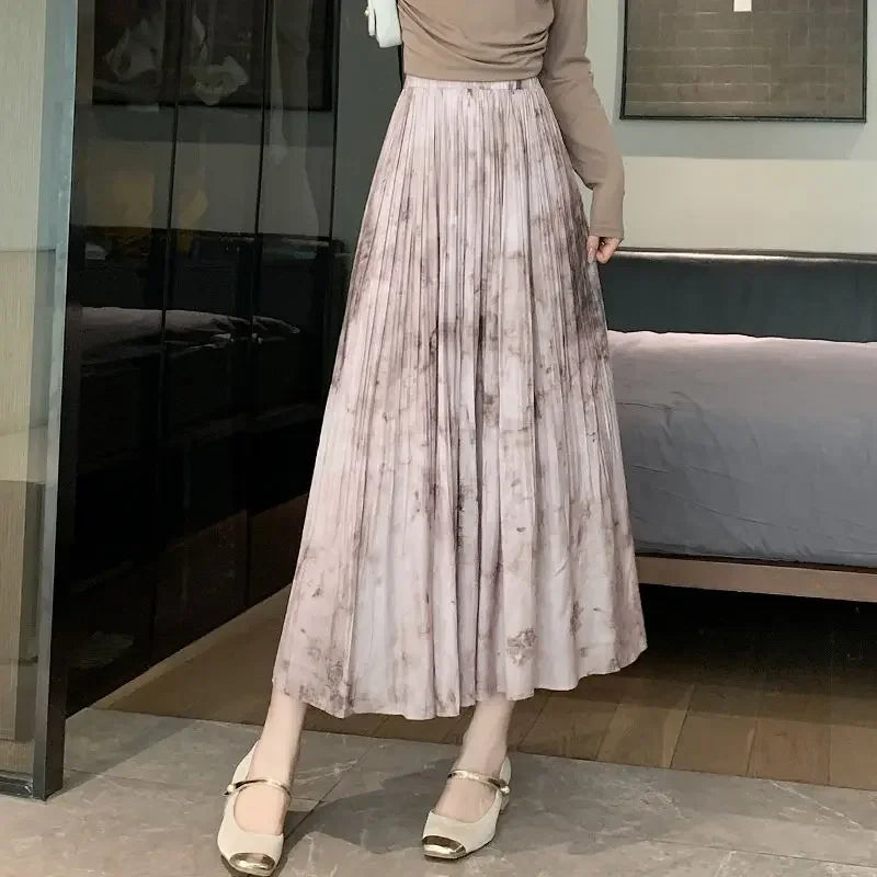 Long Pleated  Skirt High Waist  Chiffon