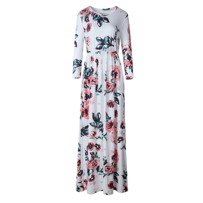 Floral Print  Short Sleeve Maxi Dress