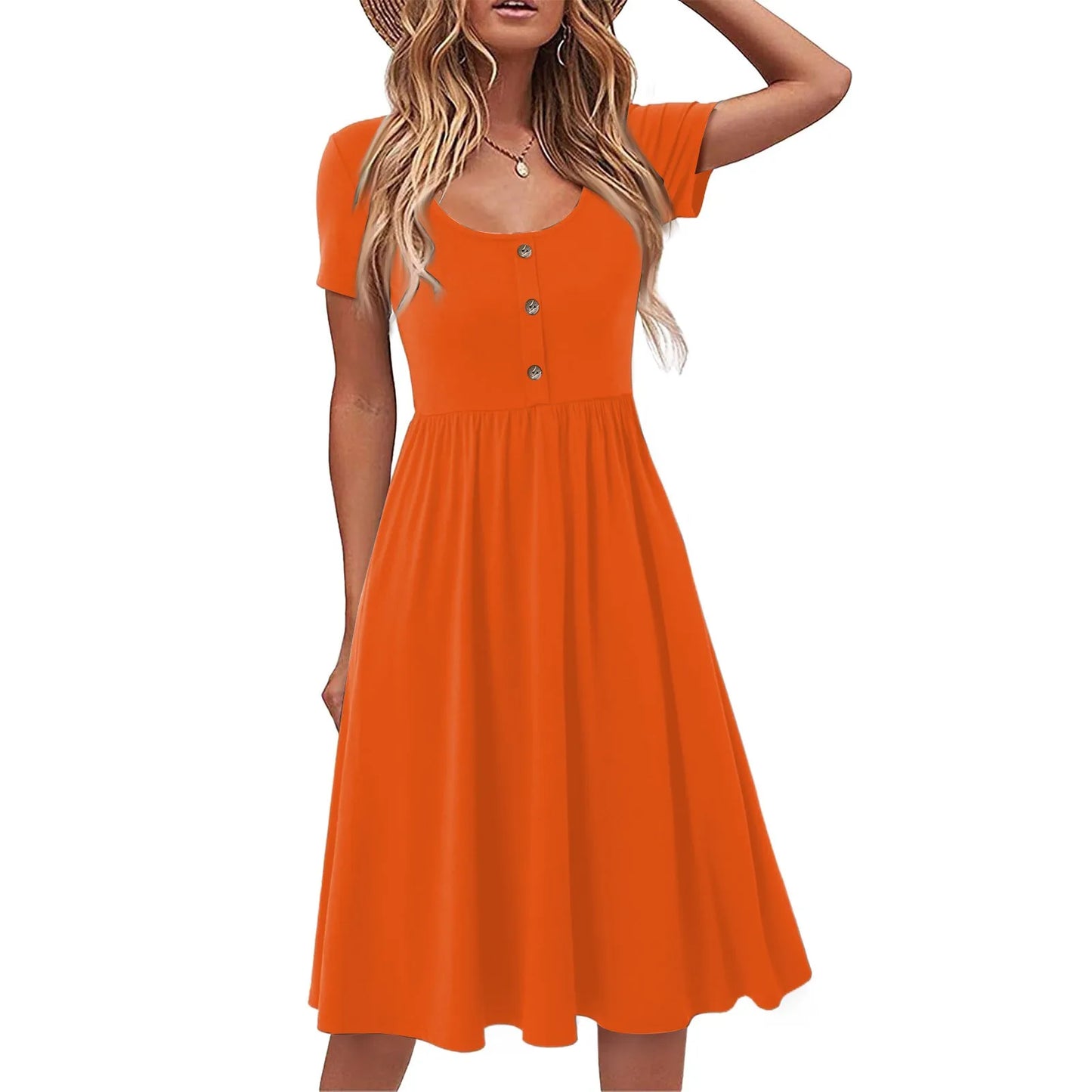 Fashionable Short Sleeve Midi Dress