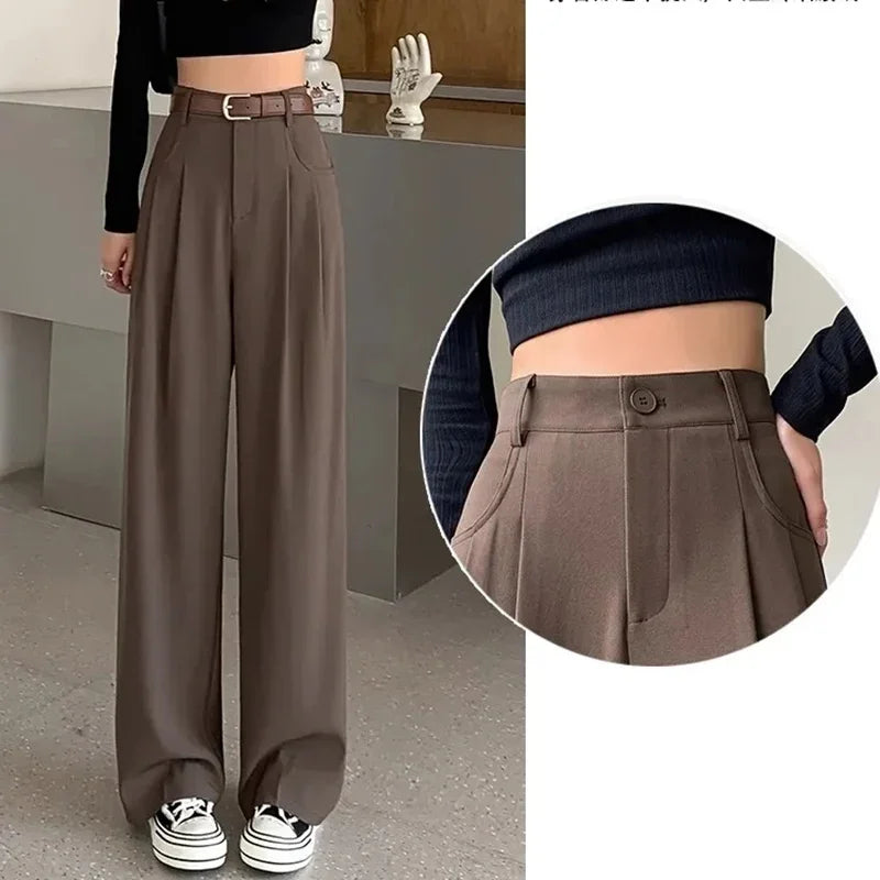 Suit Pants Breathable  High Waist Wide Leg