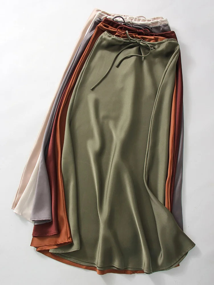 Satin Straight Maxi Skirt