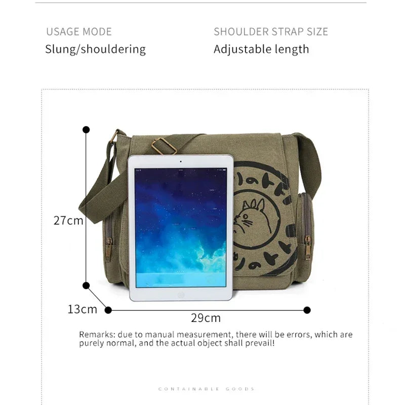 Cartoon Canvas Messenger Bag Large Capacity Tote