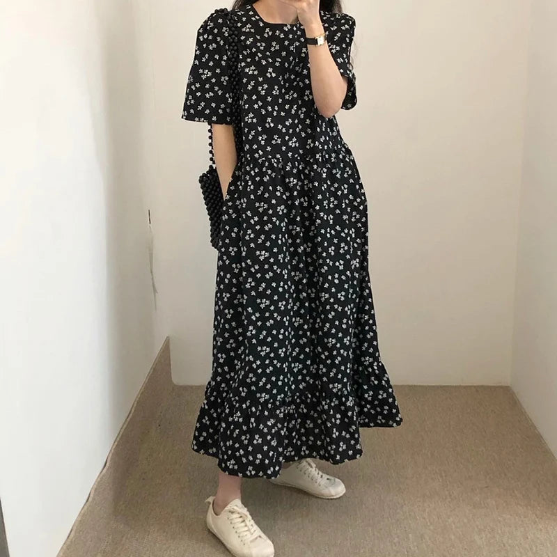 Floral Dress Lady Versatile Holiday Long Dress
