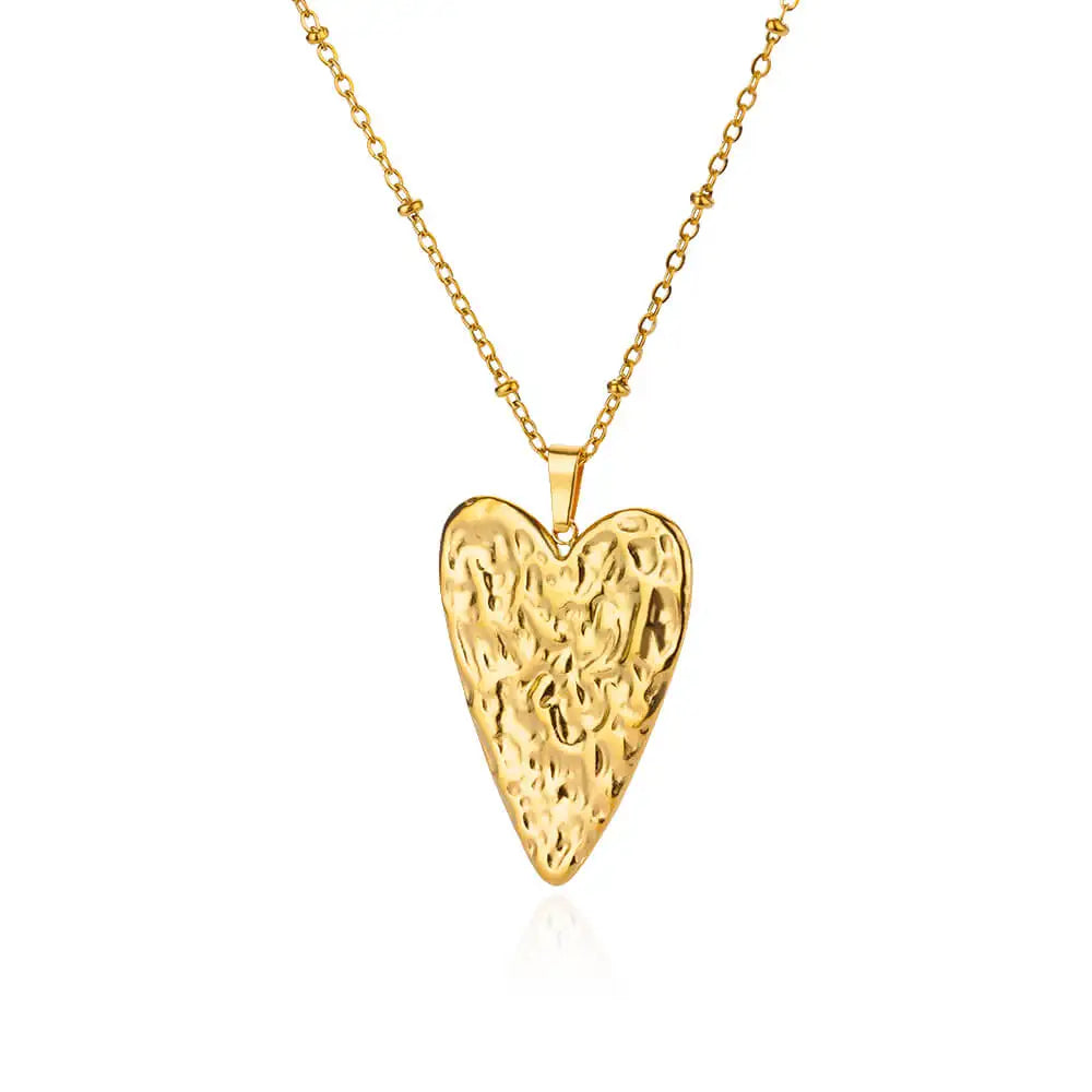 Trendy Heart Pendant Stainless Steel Pleated  Jewelry