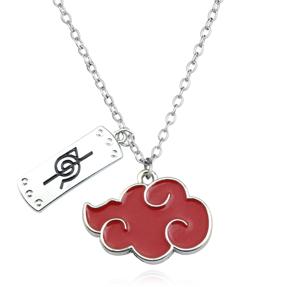 Leather Necklace  Red Cloud Pendant