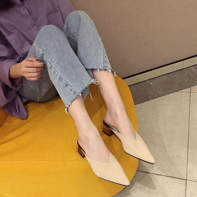 Heel Slides Pointed Toe Mules  Non Slip