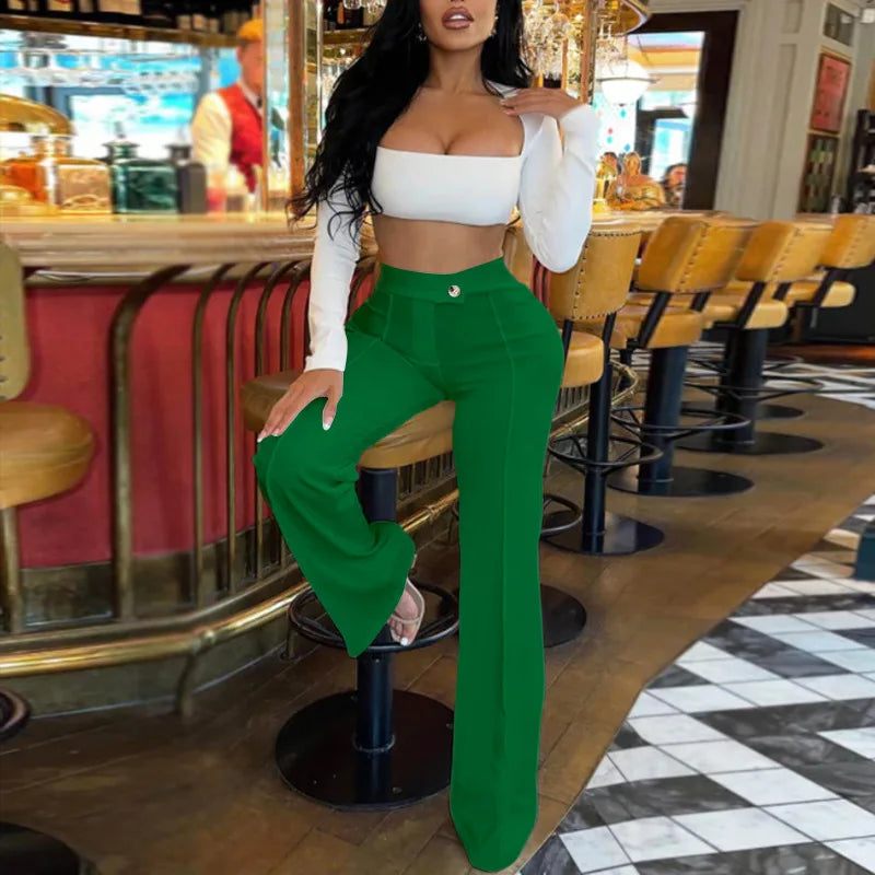 New Casual Women  Solid Color Trousers