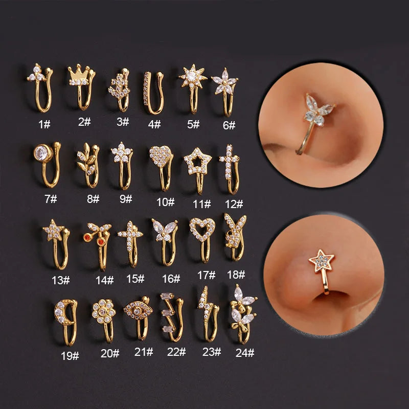 Fake Piercing Clip Nose Ring Cuff Body Jewelry