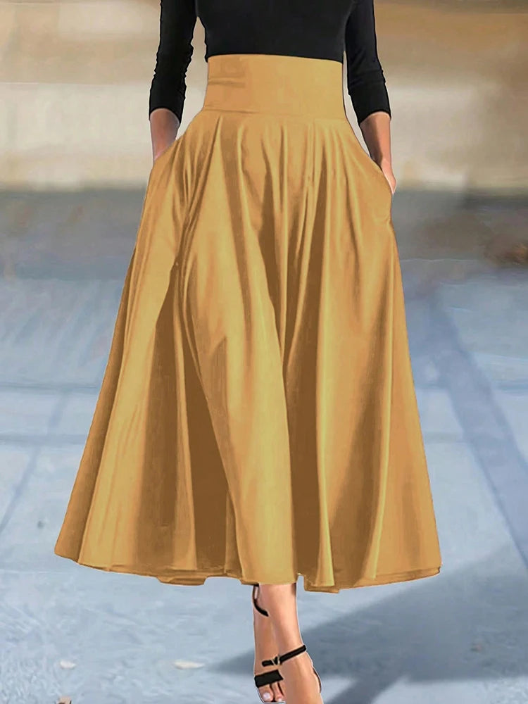 Solid Color A-line Skirts With Bow