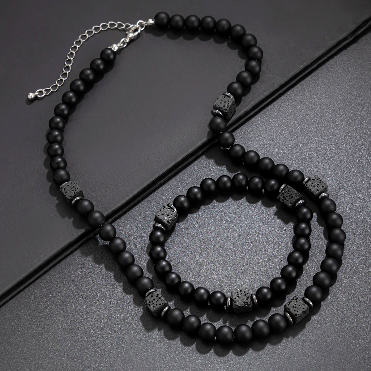 Fashion Classic Black Volcanic Beads Choker Necklace
