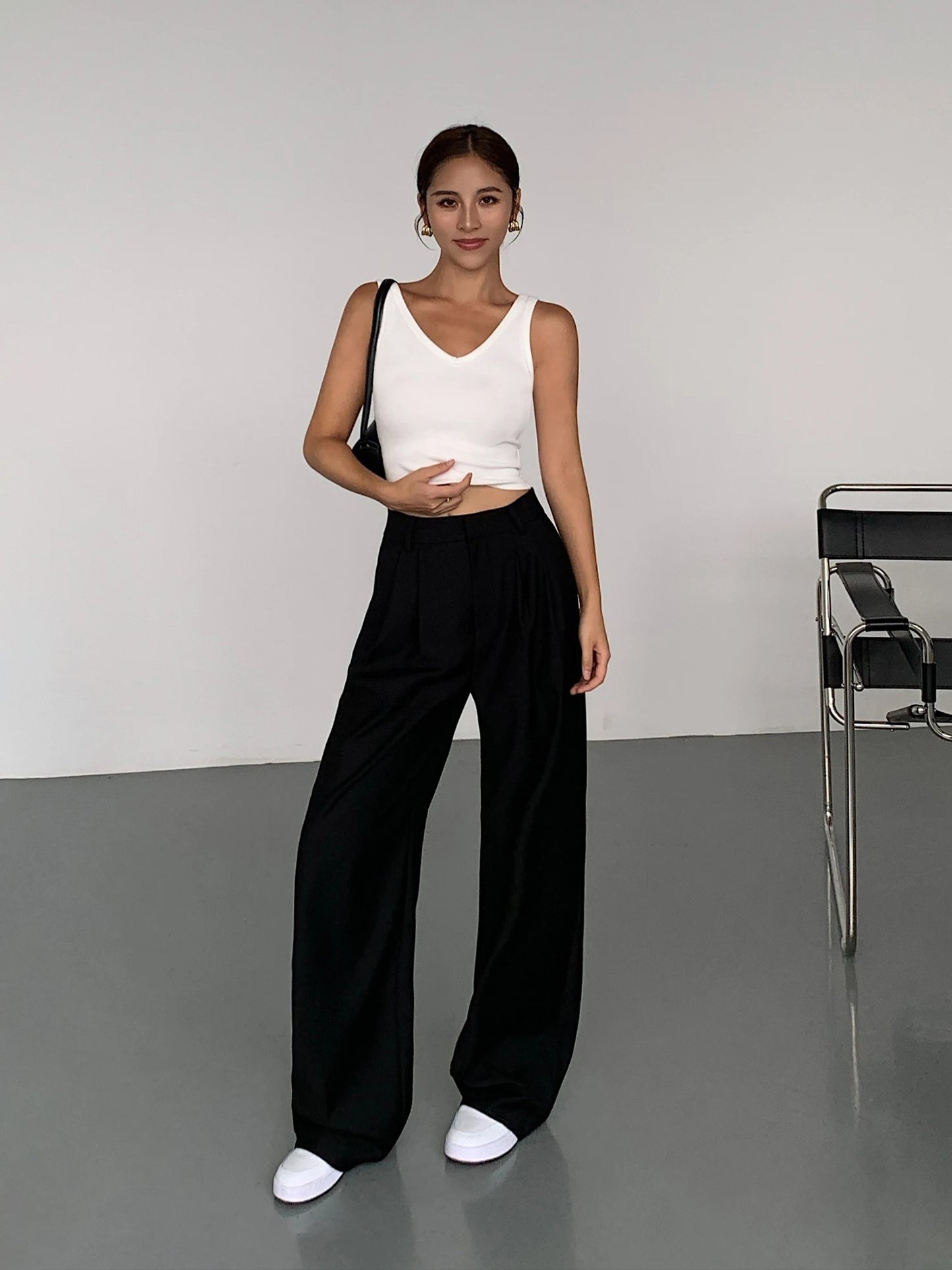 High-waisted Wide-leg Suit  Loose Trousers