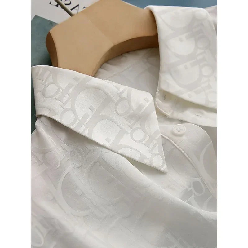 Lightweight Silk Slip-on Style Subtle Letter Printed