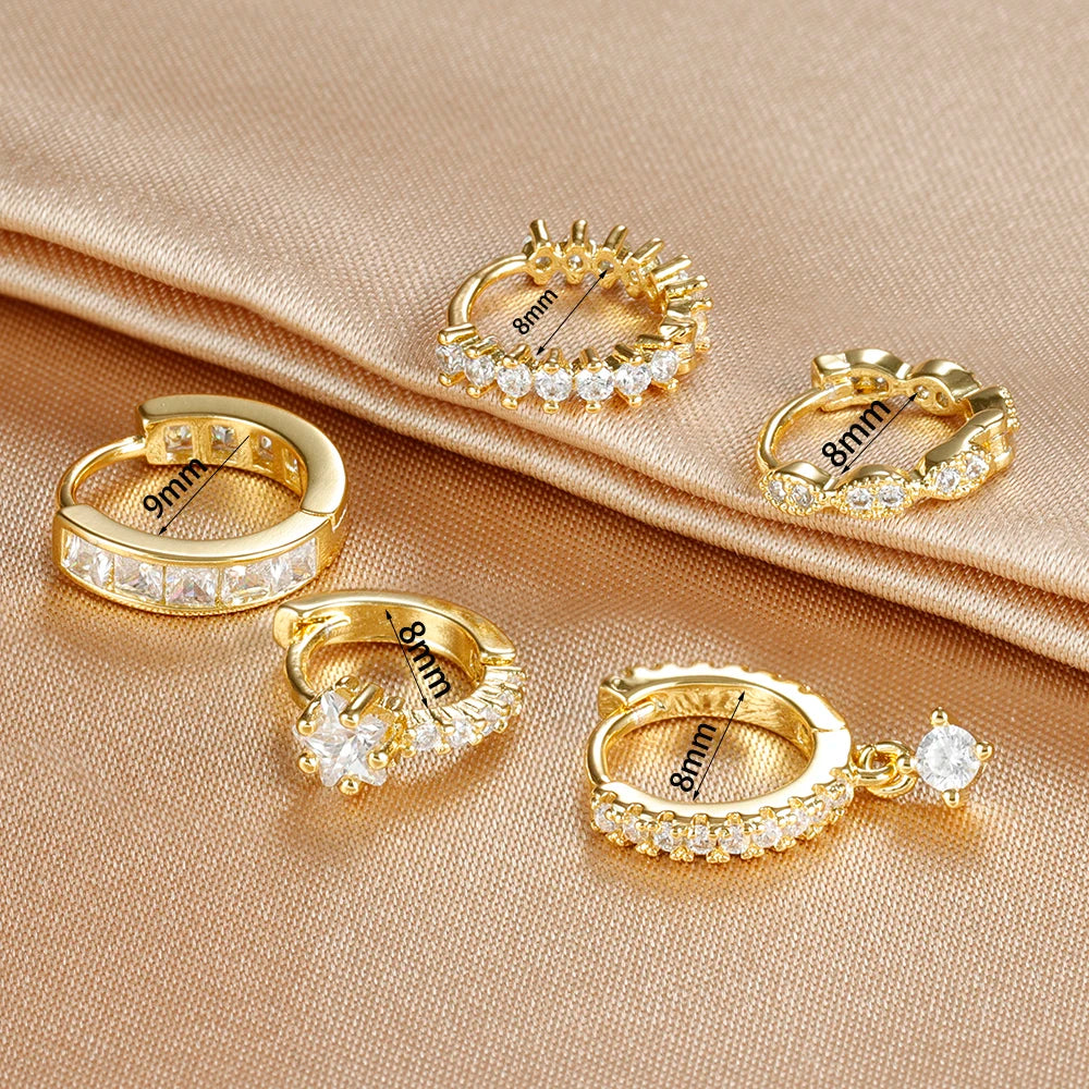 18K Gold Plated Stainless Steel Round Circle Earrings