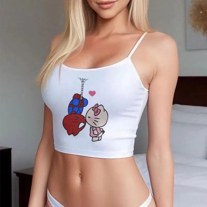 Hello Kitty Tanks  Sleeveless Crop Top Sexy