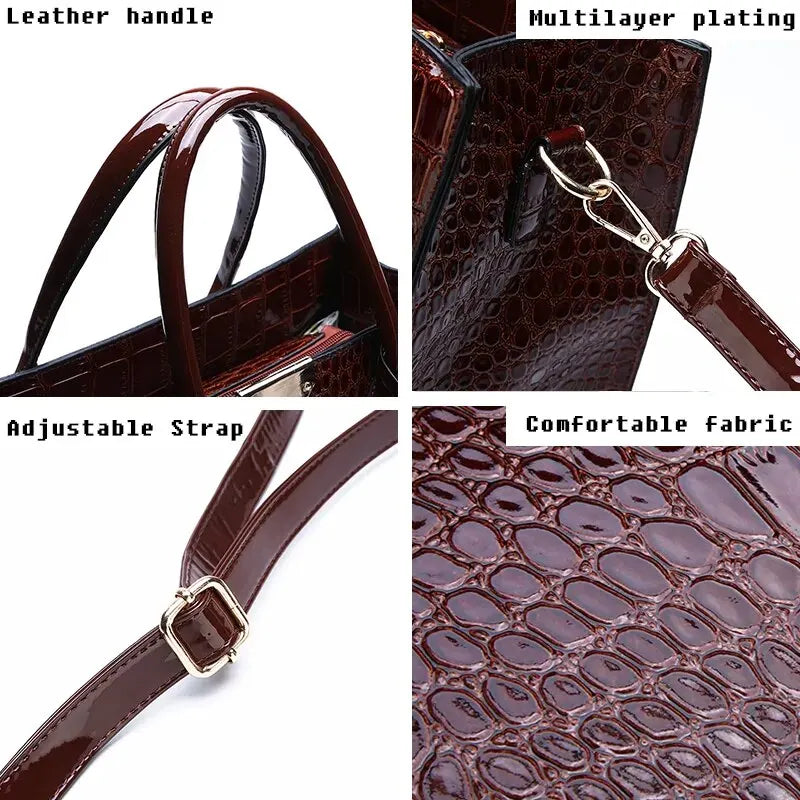 Crocodile Print Large Capacity Crossbody Bags