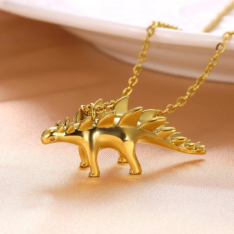 Stainless Steel Dinosaur Necklace Men Boys