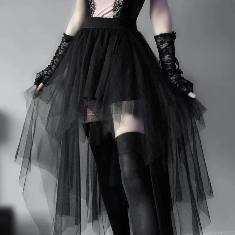 Casual Skirts Punk Net Yarn High-Waisted  Gothic